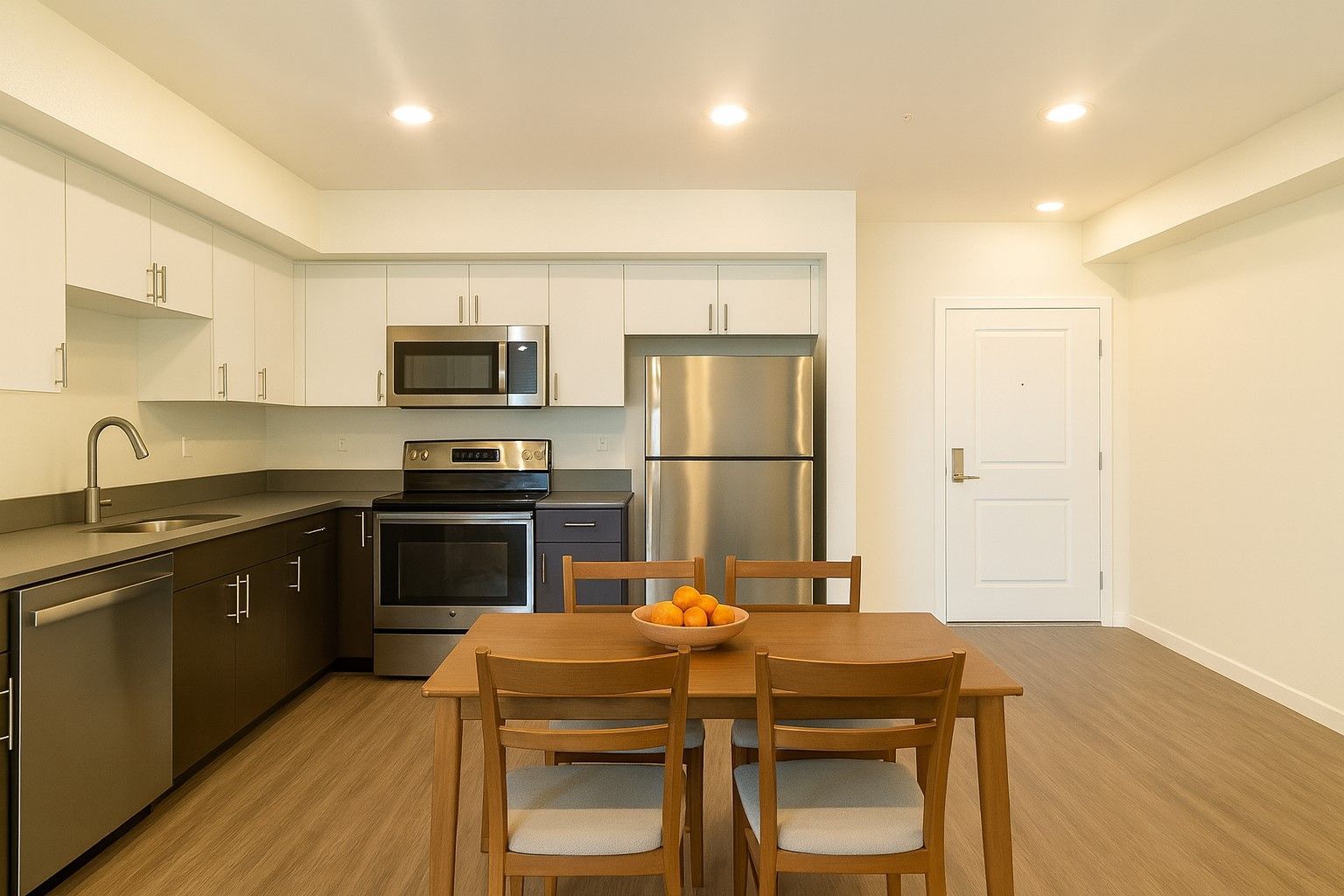 Fully equipped with modern appliances, adorn the spacious and bright kitchen in a unit at Cloud Nine.