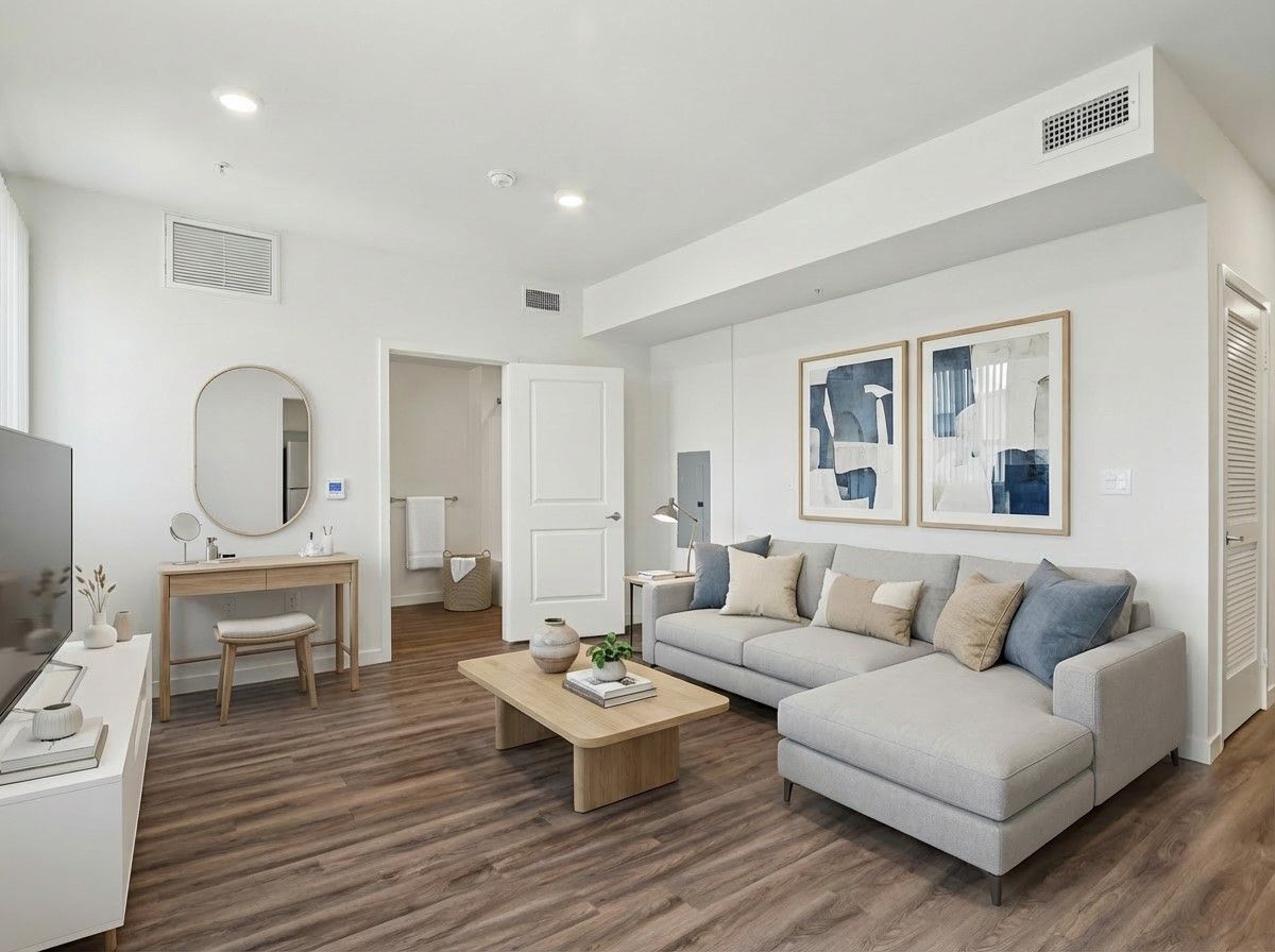 Bright Living Room Interior with furniture - Work with Sky Properties Inc. - Top Property Management Company in Toluca Lake