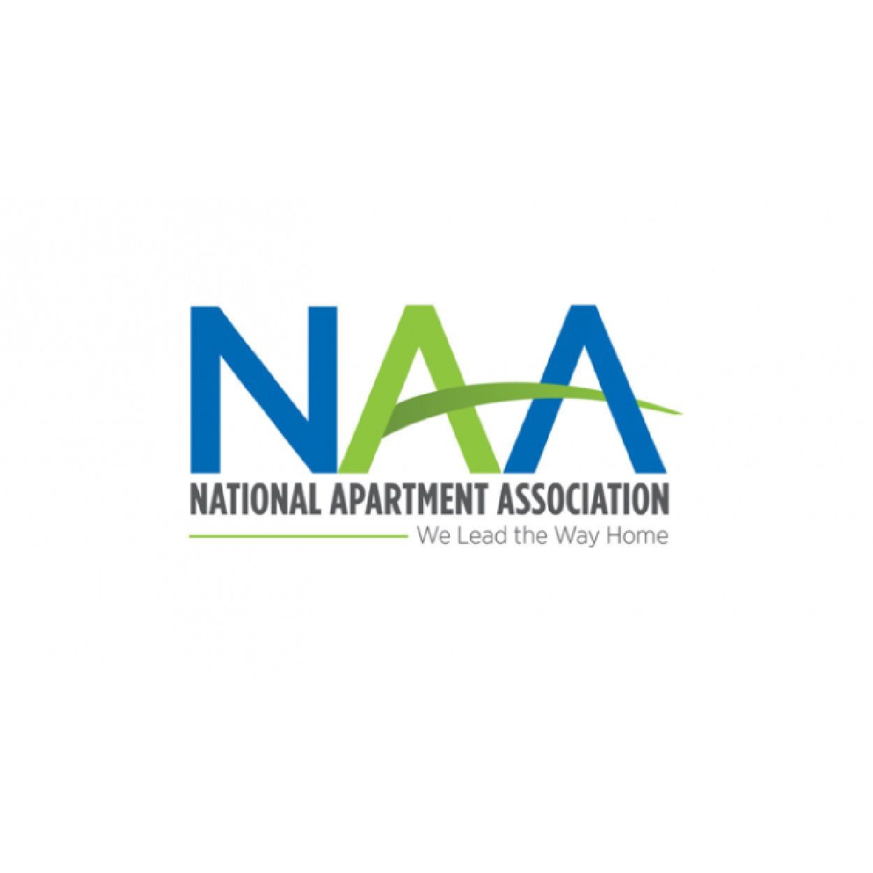 graphic logo  type face and logo illustration of the NAA, an apartment association