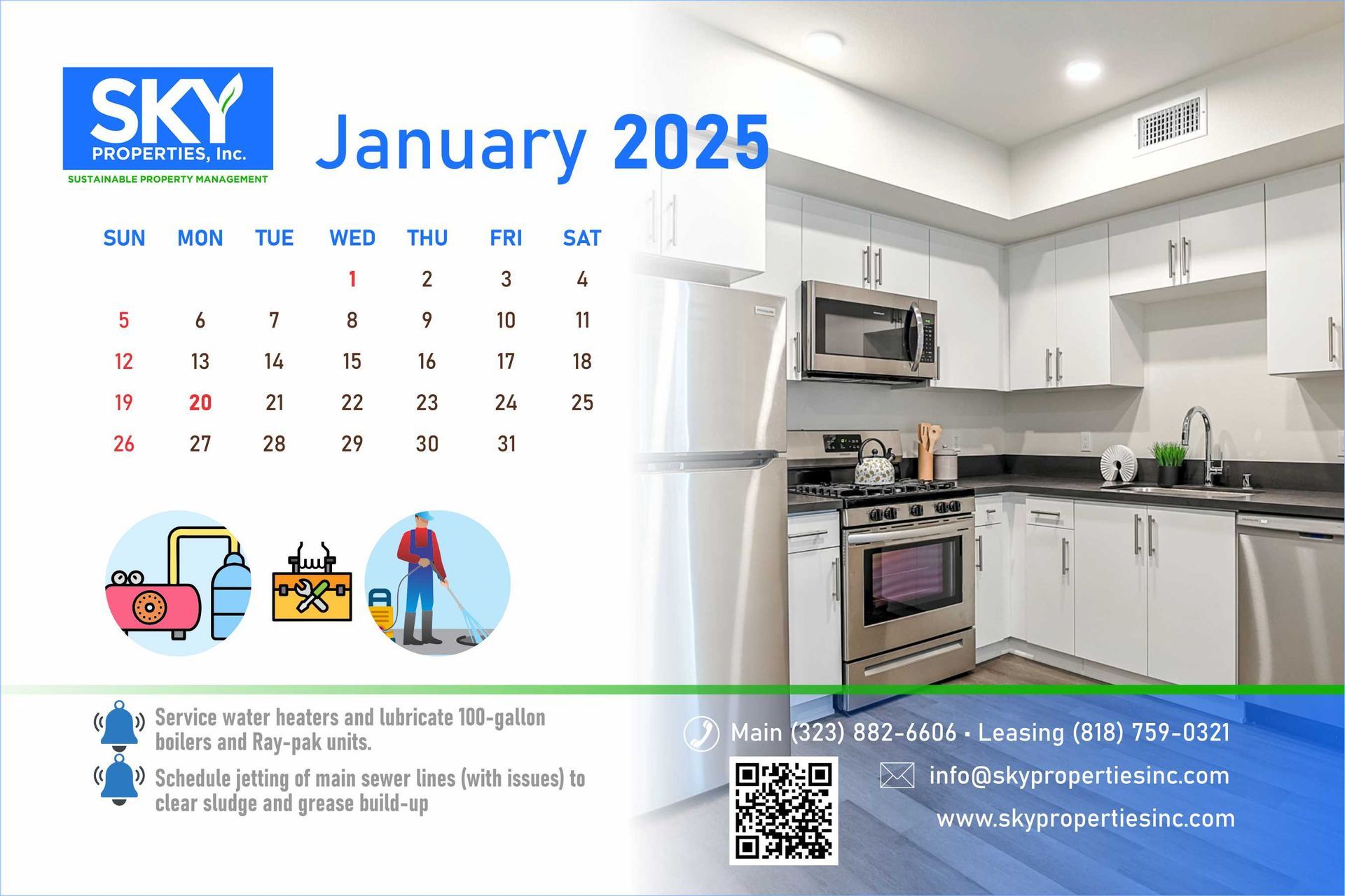 Sky Properties, Inc. January 2025 Calendar - Graphic Post