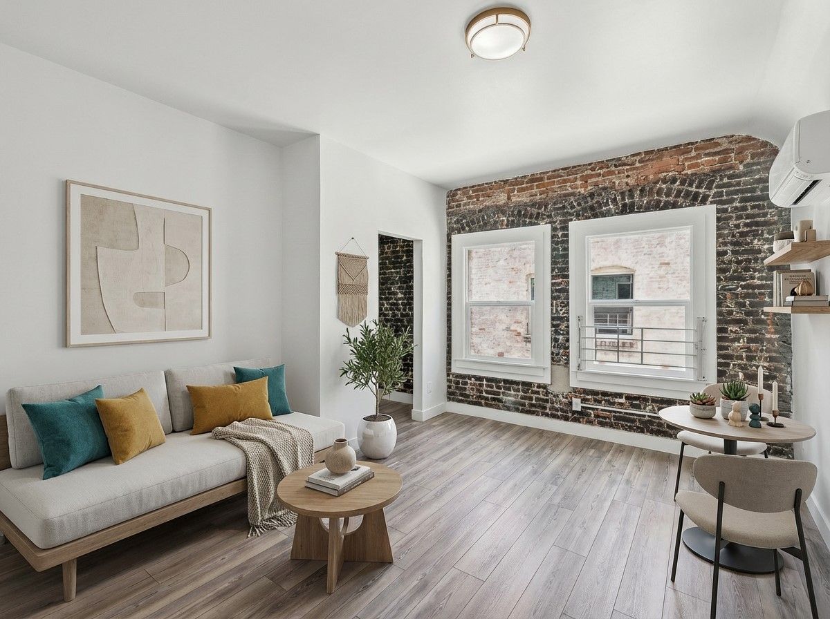 another angle of Ansley's stylish and sunny kitchen