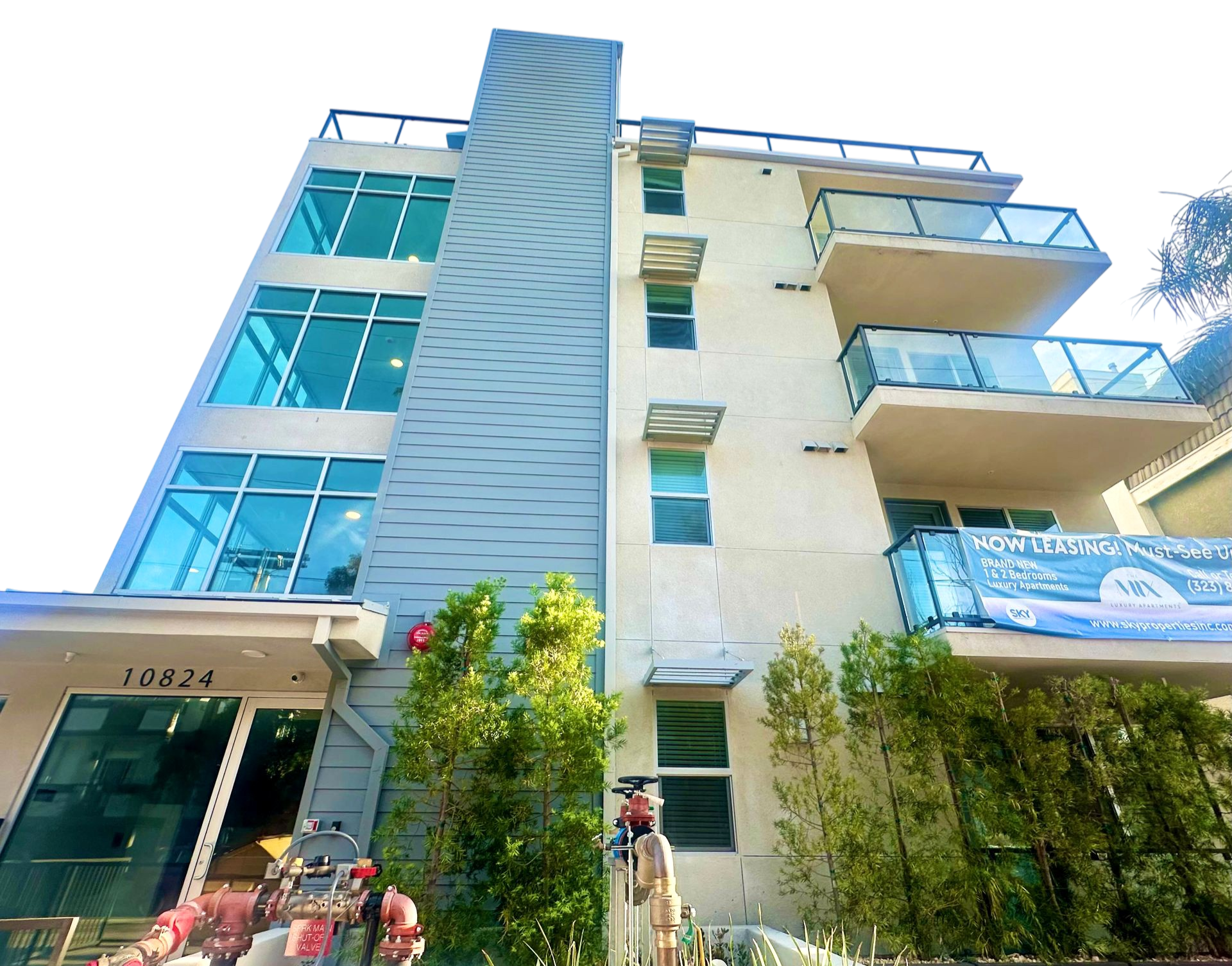 The Mix Luxury Apartments' imposing and modern building facade 