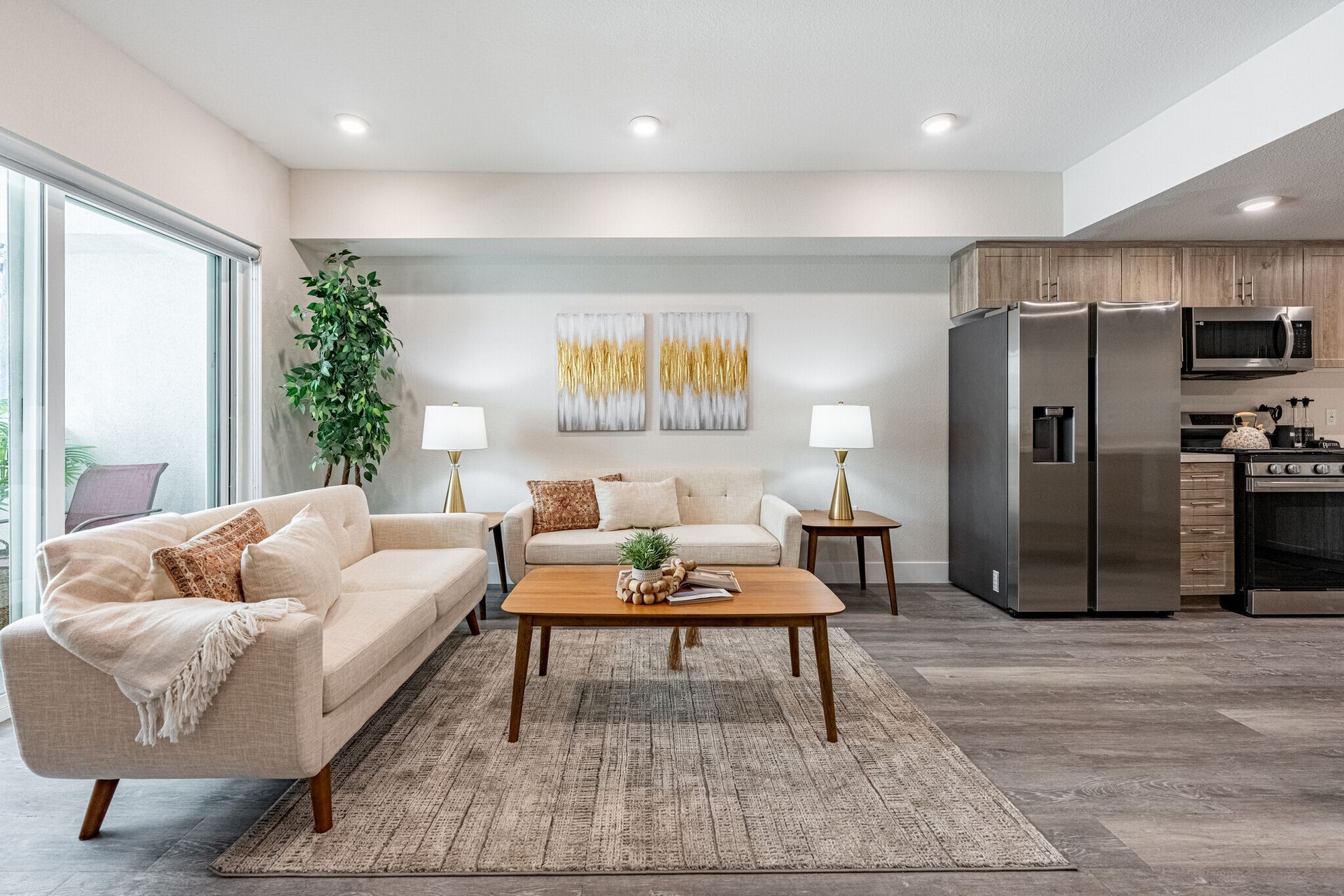 Spacious living area in modern Los Angeles apartment unit at The Secret in K-Town