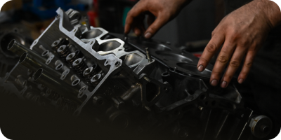 A man is working on a car engine in a garage. | Oceanside Tire and Service Center Tire Pros