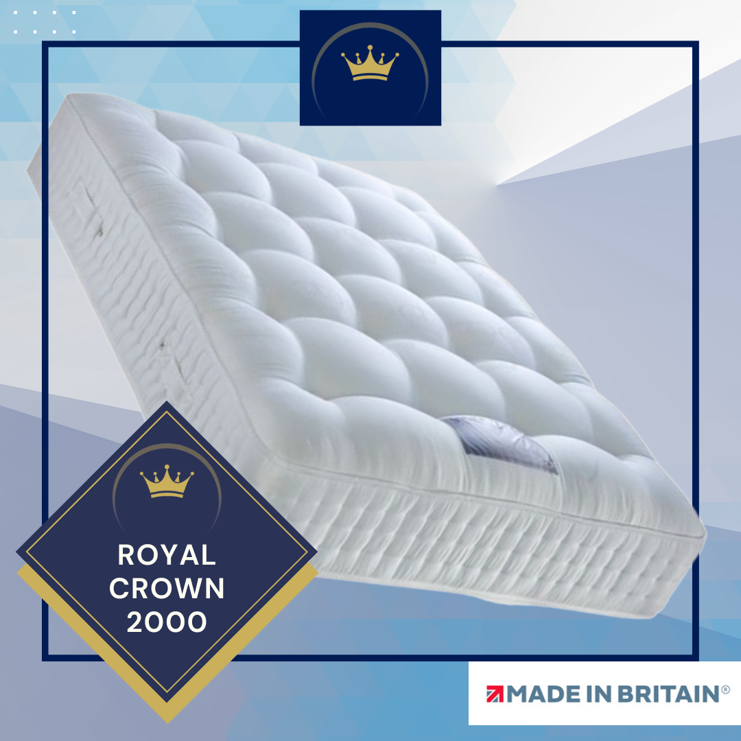 A mattress made in britain with a crown on it