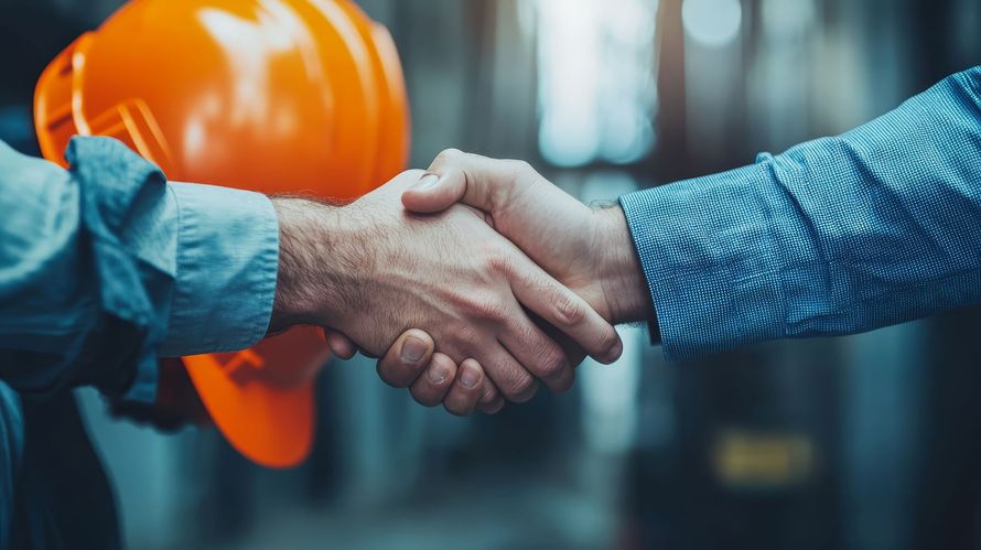 Two business people shaking hands