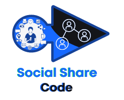 A picture of a social share code on a white background. Social Media Management tool