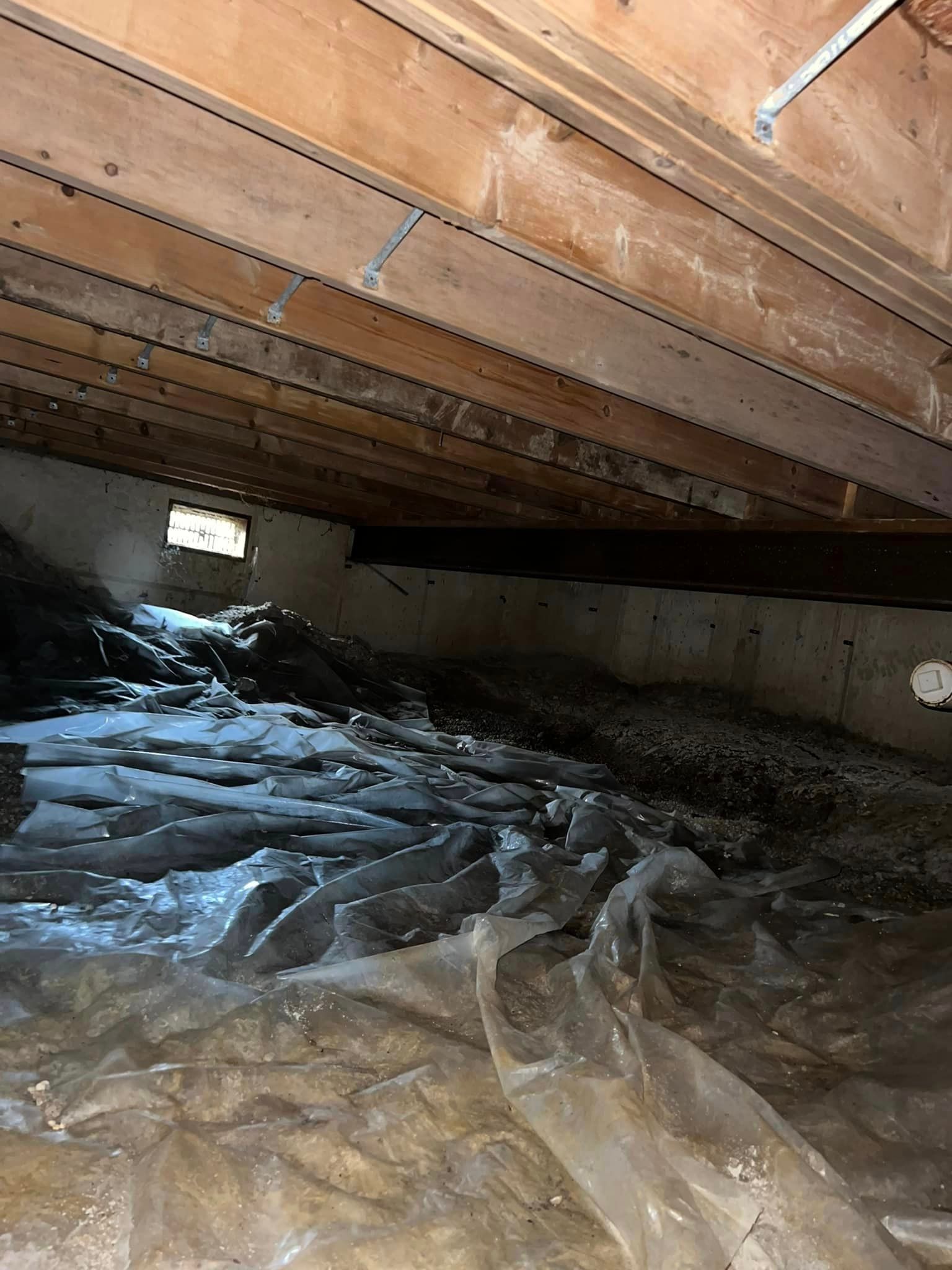 There is a lot of ice in the basement of a house.
