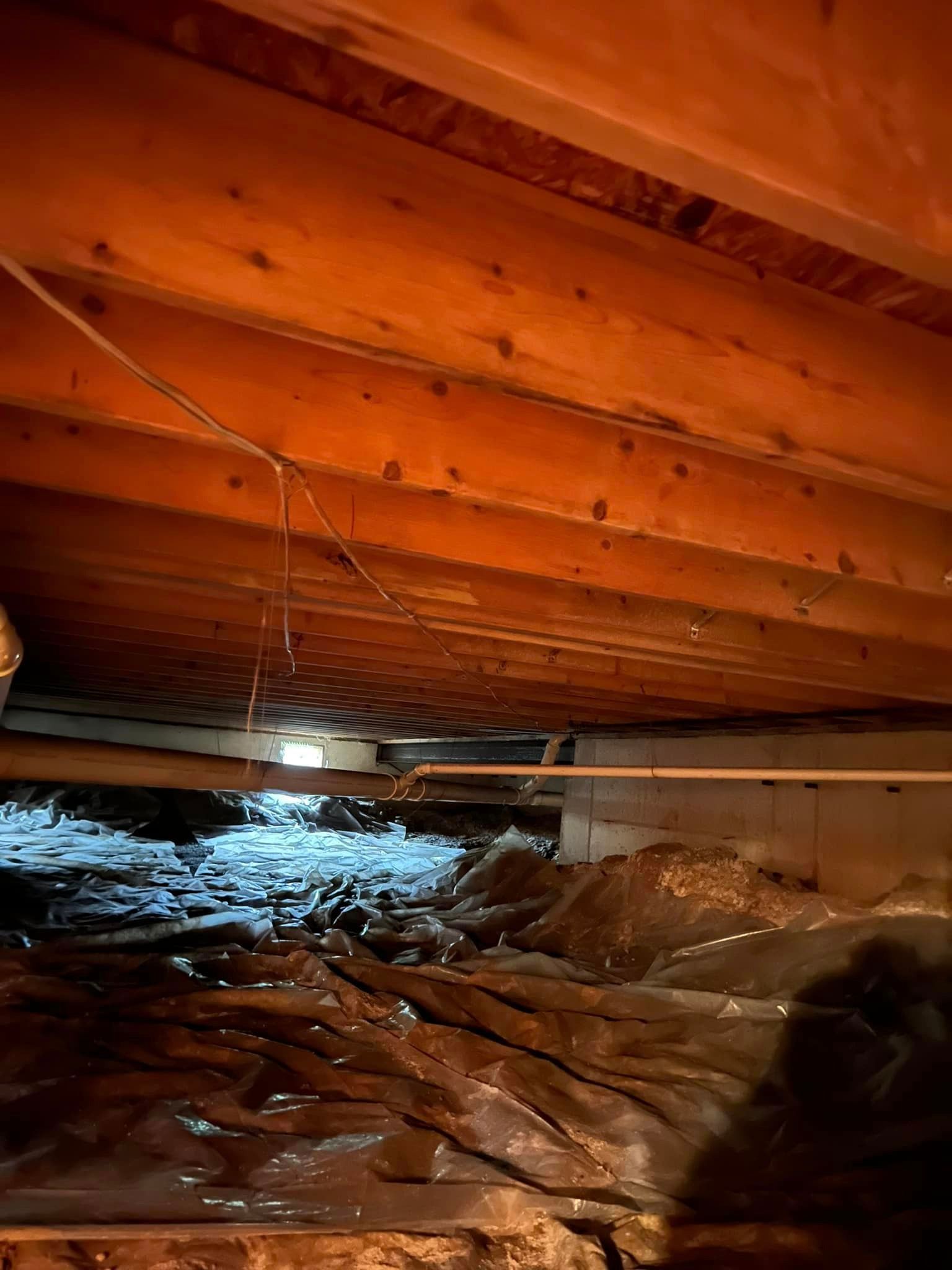 The ceiling of a basement with a lot of water coming out of it.
