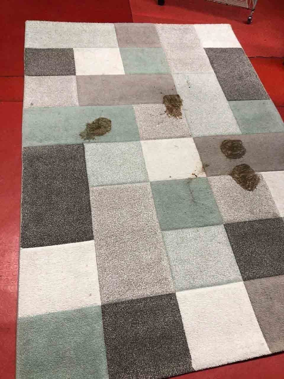 Lavaggio tappeto grigio prima