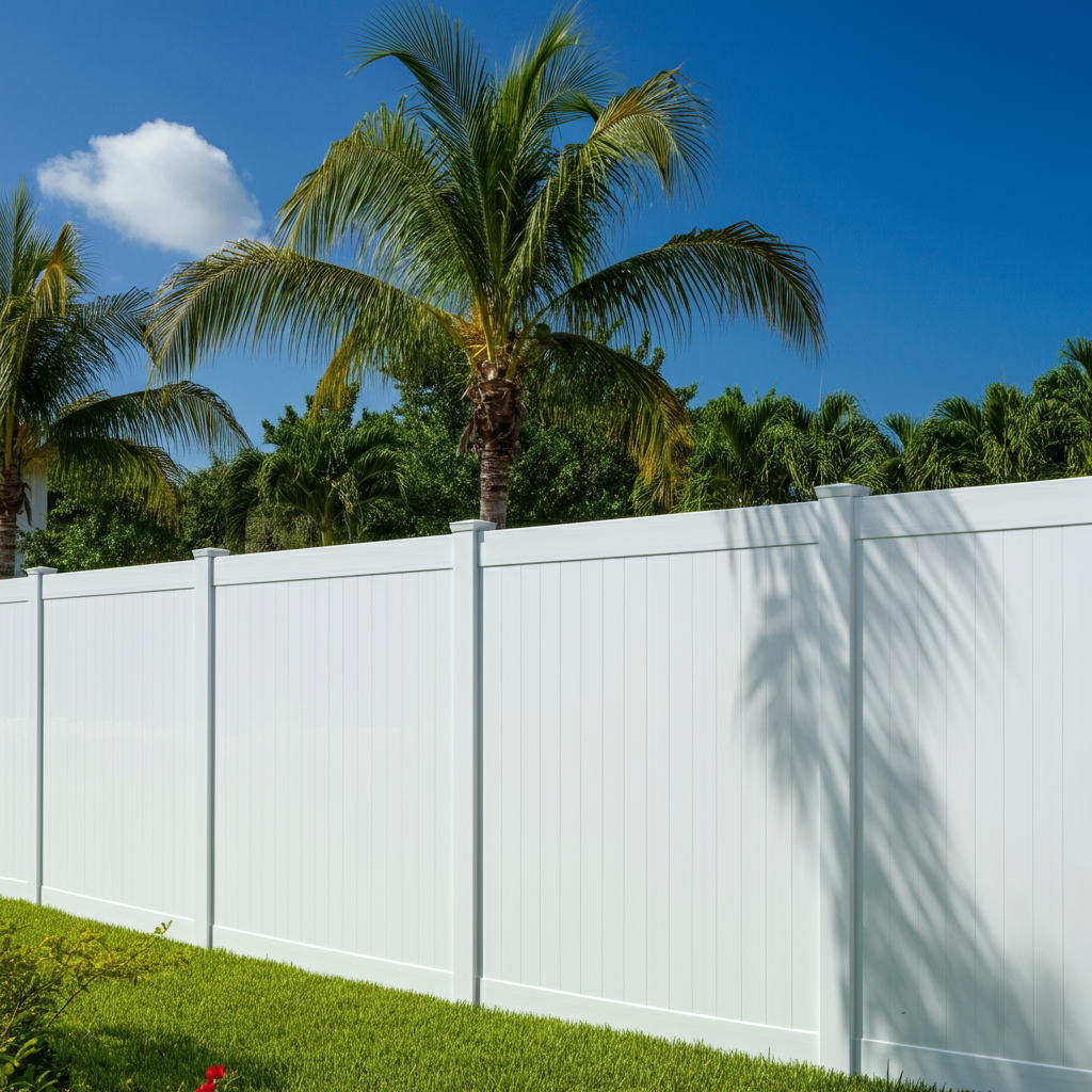 White vinyl privacy fence section