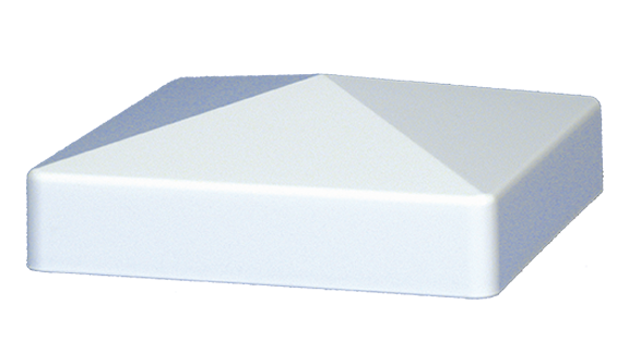 White square post cap with a pyramidal top.