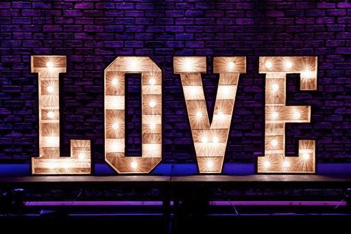 Rustic light up  Love Sign for Hire, hire for weddings or engagements
