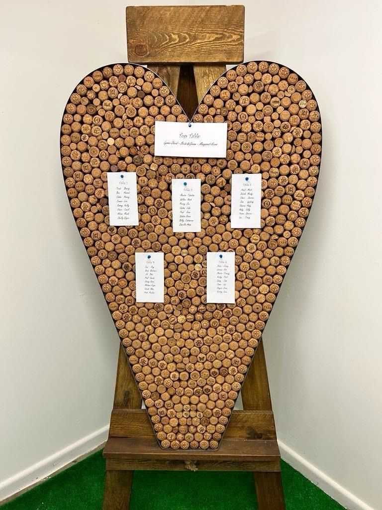 Rustic Easel, cork heart, wedding planner, essex, Dunmow. 