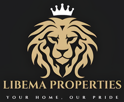 Gold lion with crown logo for Libema Properties. Text: Your Home, Our Pride.