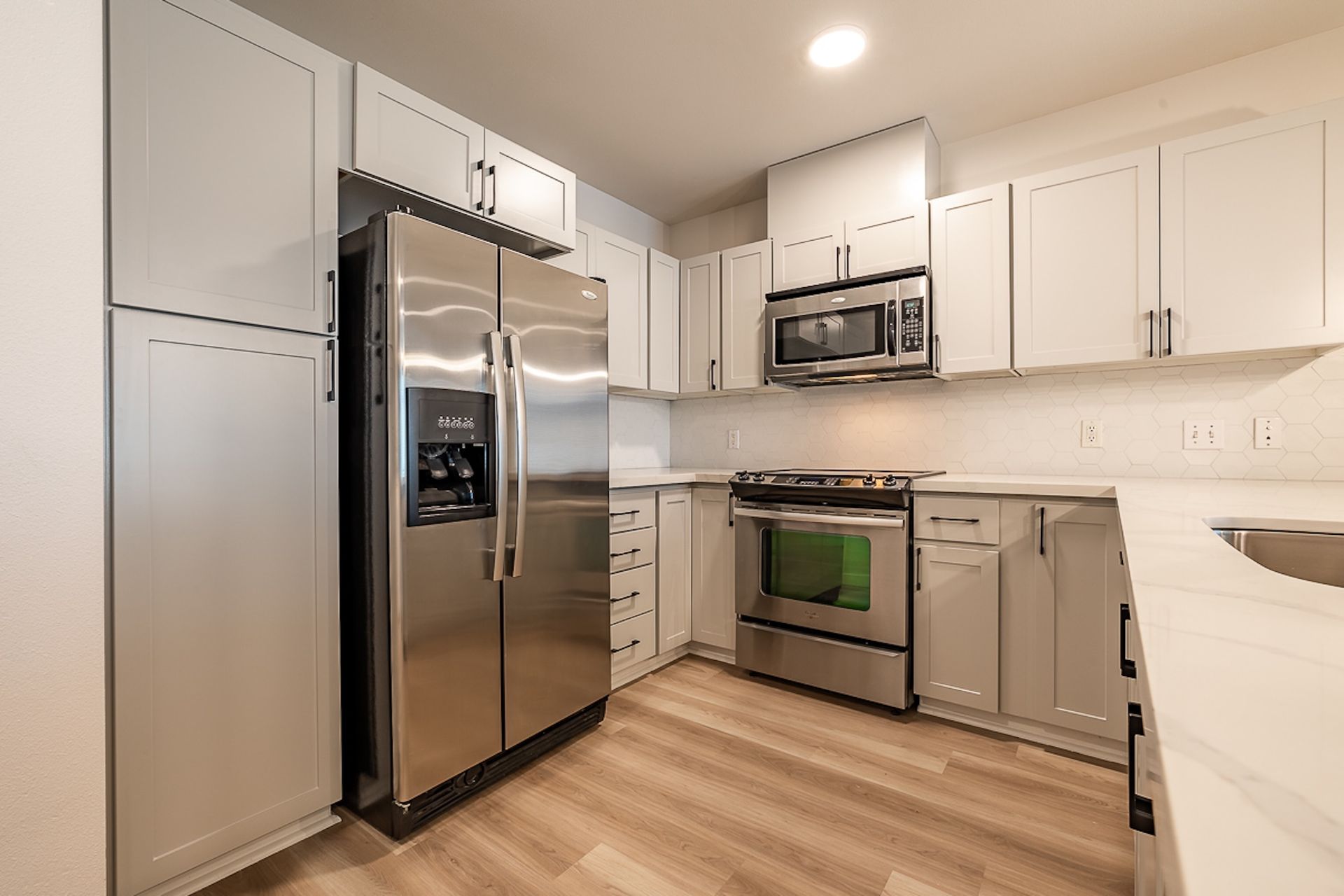 Kitchen with stainless steel appliances