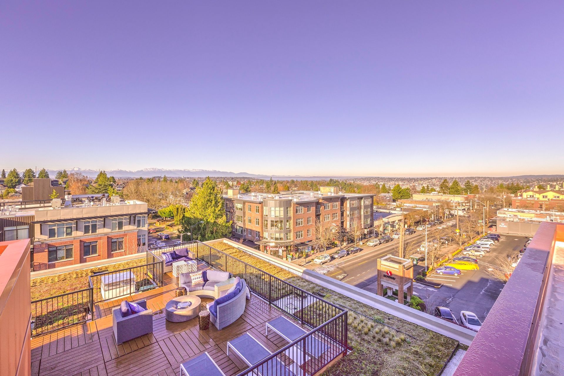 Rooftop sitting area with view