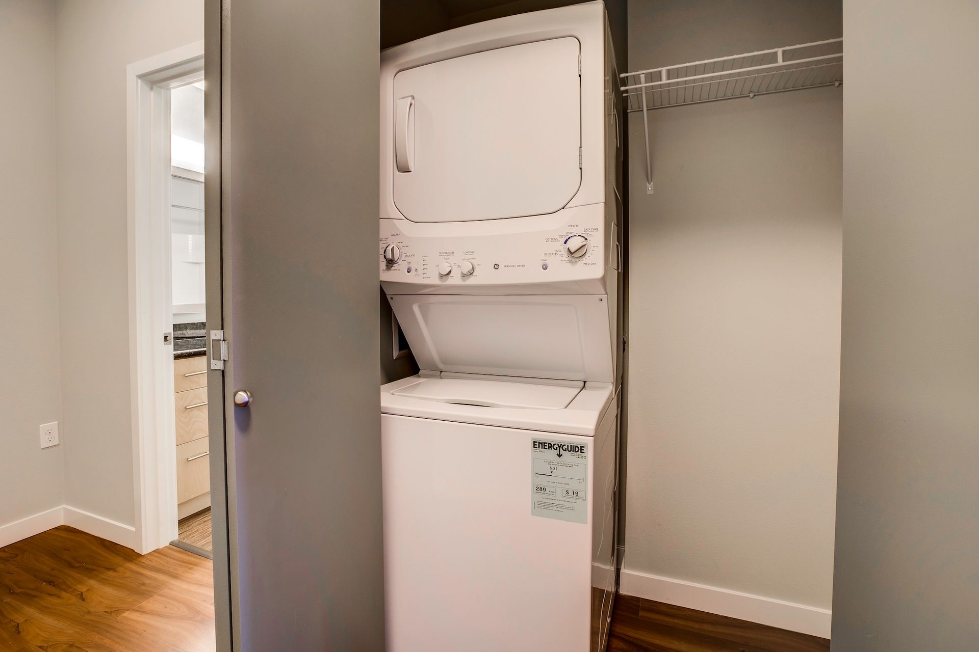 washer and dryer in closet