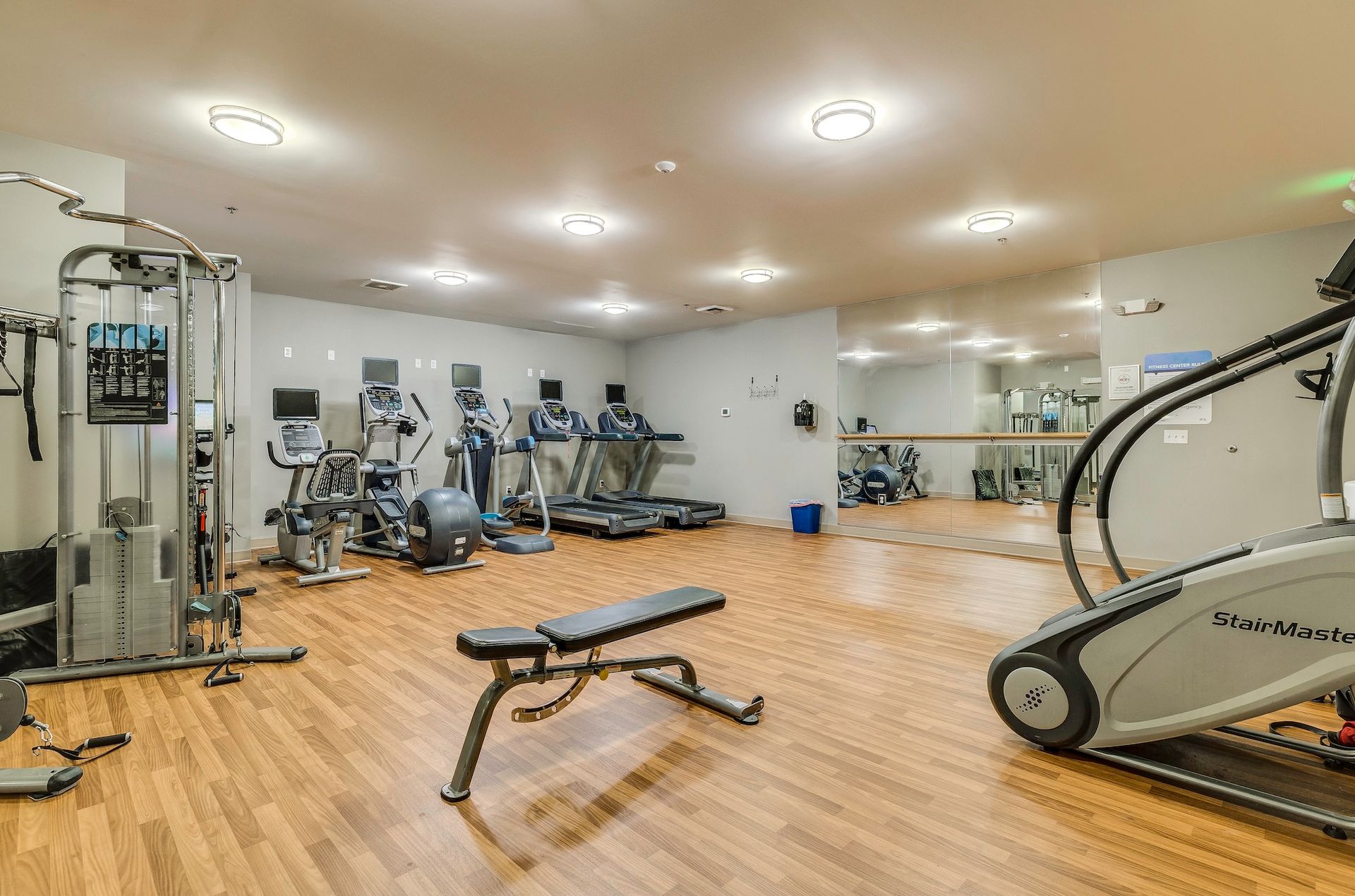 fitness area with gym equipment