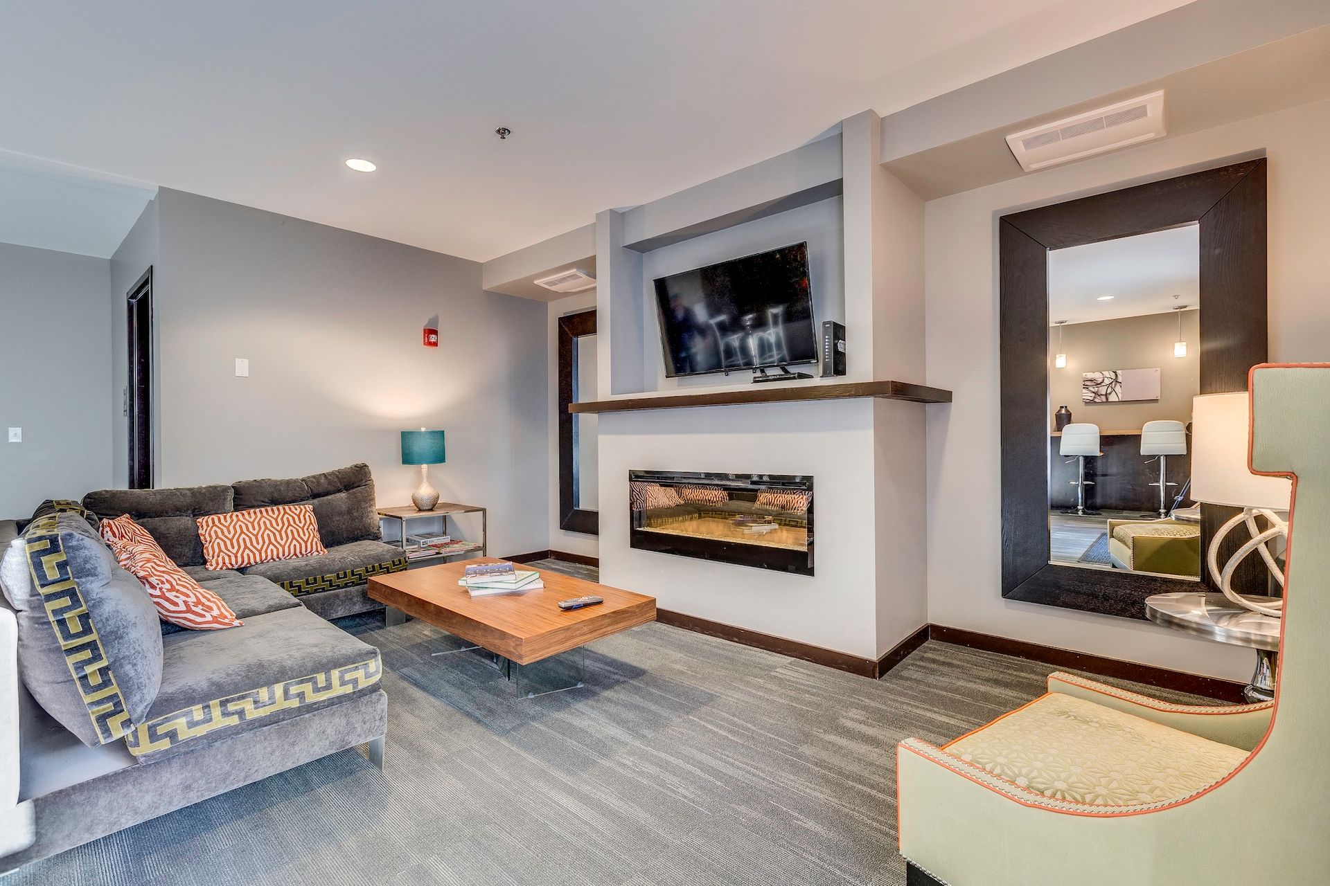 lounge area with fireplace