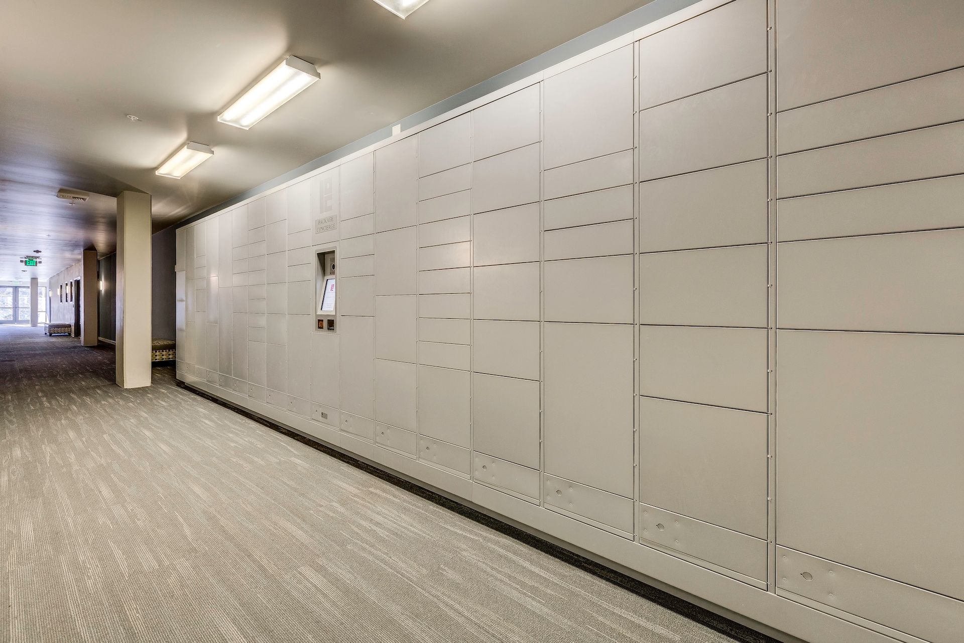 package room with secure lockers