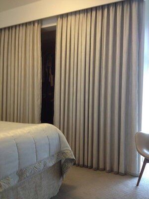 Plush Curtains in Bedroom — Builders  in Fernhill, NSW