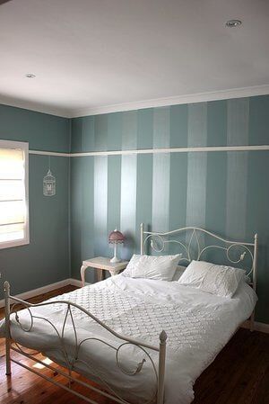 Bedroom with Wallpaper — Builders  in Fernhill, NSW