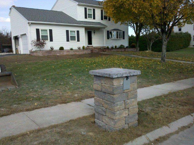 Brick mailbox design - front yard landscaping services - Stellato Bros. Inc. in Feeding Hills, MA