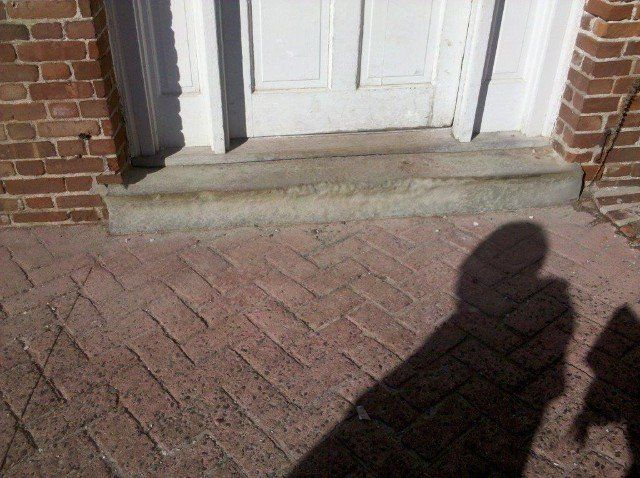 Brick entry way design to front door - front yard landscaping services - Stellato Bros. Inc. in Feeding Hills, MA