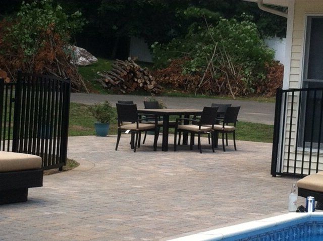 Back yard brick walkway - back yard landscaping services - Stellato Bros. Inc. in Feeding Hills, MA