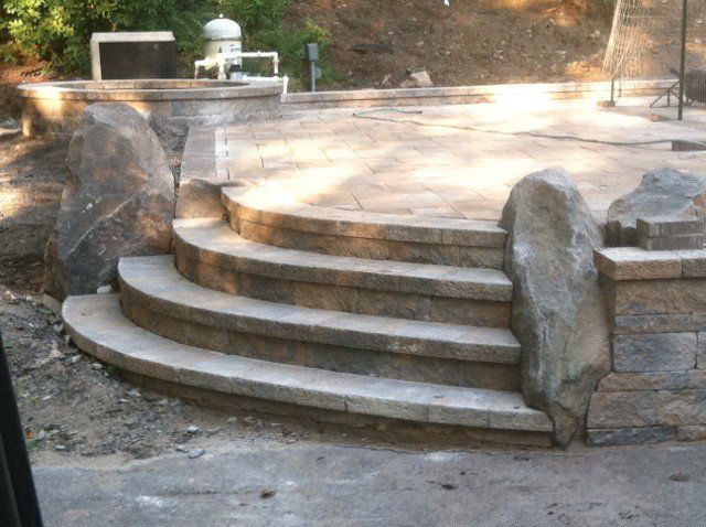 Back yard brick walkway - back yard landscaping services - Stellato Bros. Inc. in Feeding Hills, MA