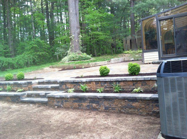 Brick and stone walkway and patio design - brick pavers, walkways and patios landscaping services - Stellato Bros. Inc. in Feeding Hills, MA