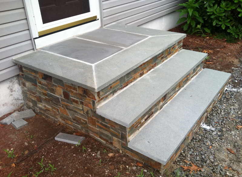 Brick stairway to door - brick pavers, walkways and patios landscaping services - Stellato Bros. Inc. in Feeding Hills, MA