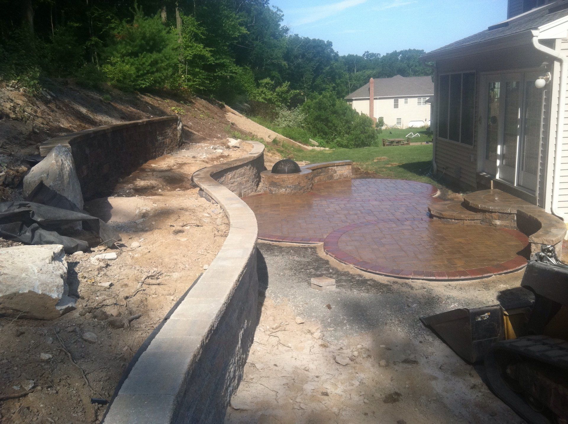Retainer wall design in progress - brick pavers, walkways and patios landscaping services - Stellato Bros. Inc. in Feeding Hills, MA