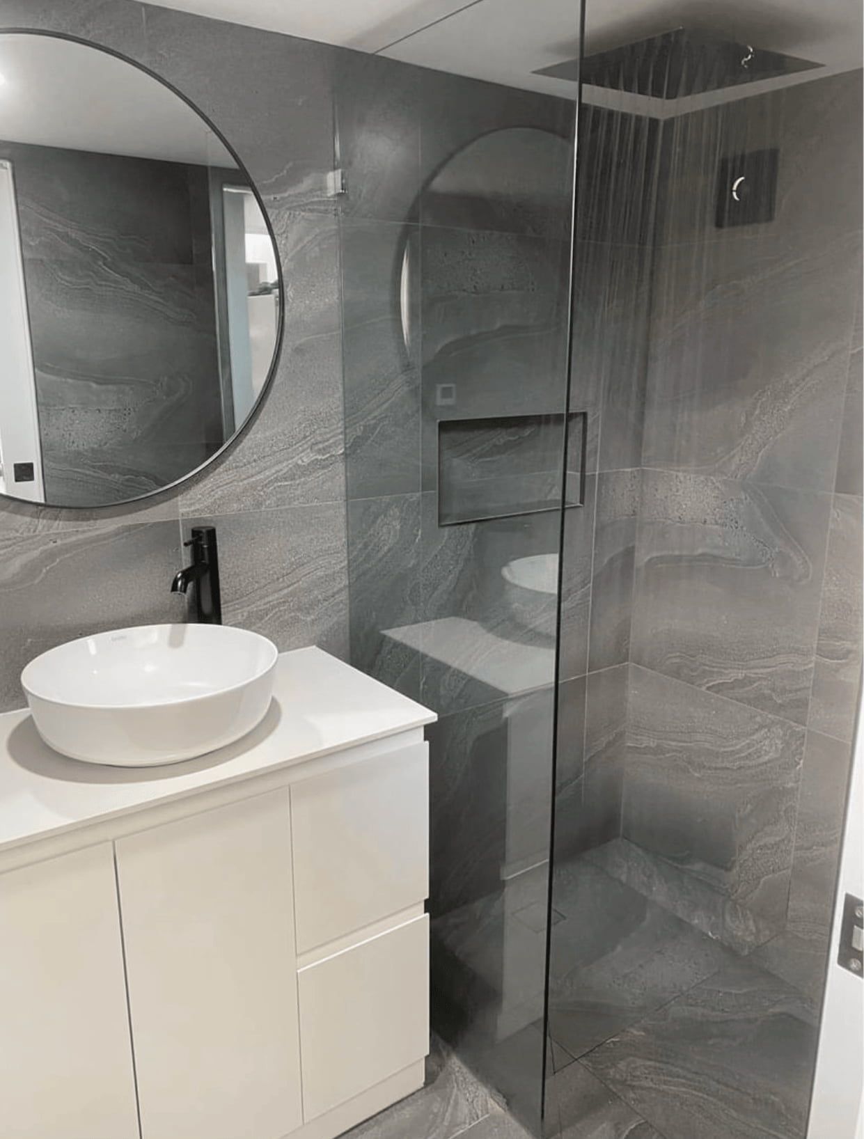 Old Bathroom With A Sink Mirror And Walk In Shower — GTH Living In Geelong, VIC