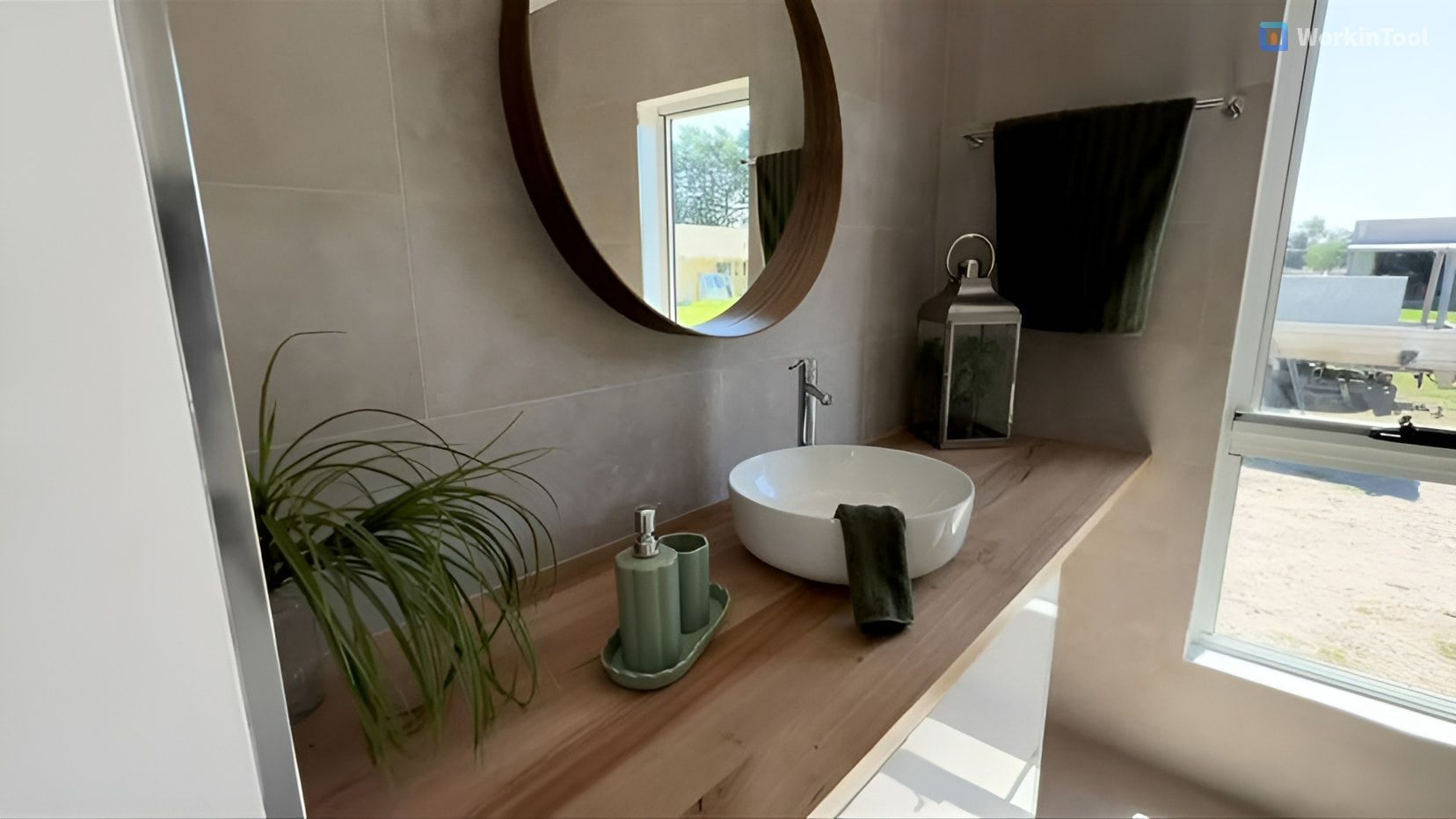 Bathroom With A Sink Mirror And Window — GTH Living In Geelong, VIC