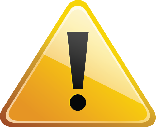 Yellow triangle warning sign with black symbol.