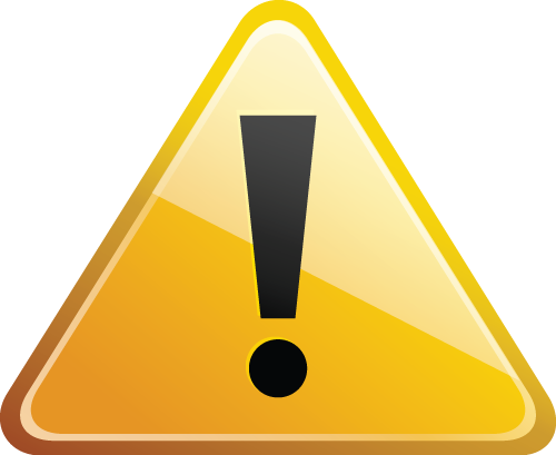 Yellow triangle warning sign with black symbol.
