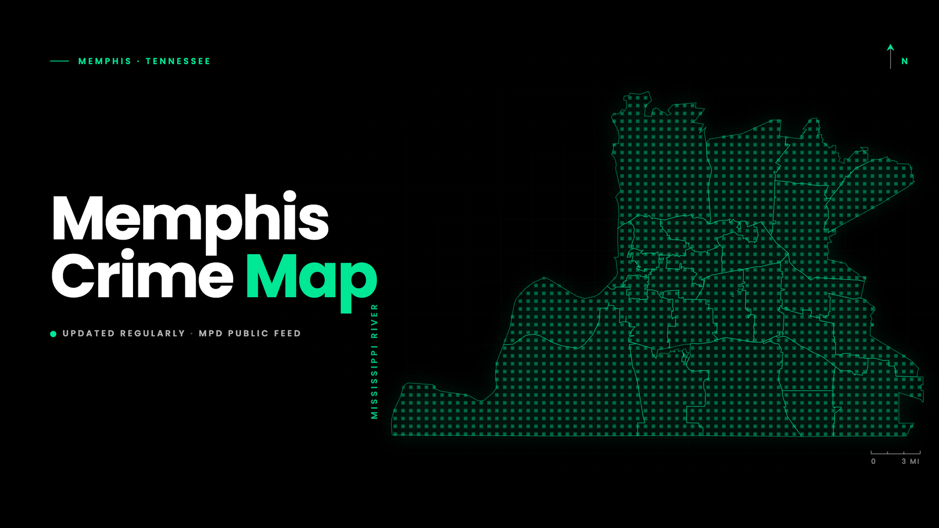 Memphis crime map showing ZIP-level incident trends sourced from MPD open data