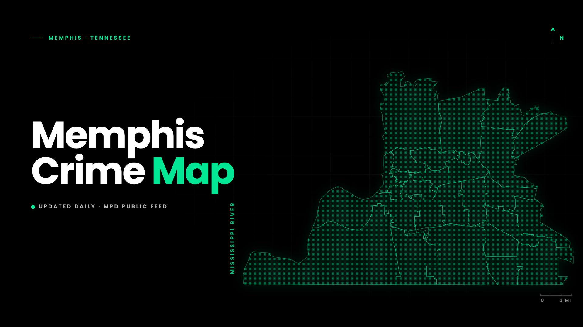 Memphis crime map showing ZIP-level incident trends sourced from MPD open data