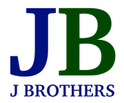 A blue letter J and a dark green letter B above the text J BROTHERS in blue.