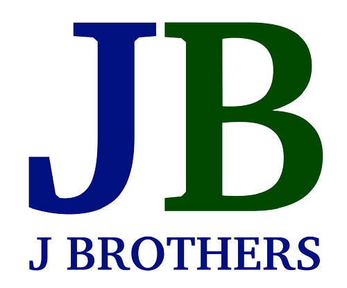 A blue letter J and a dark green letter B above the text J BROTHERS in blue.