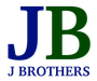 A blue letter J and a dark green letter B above the text J BROTHERS in blue.