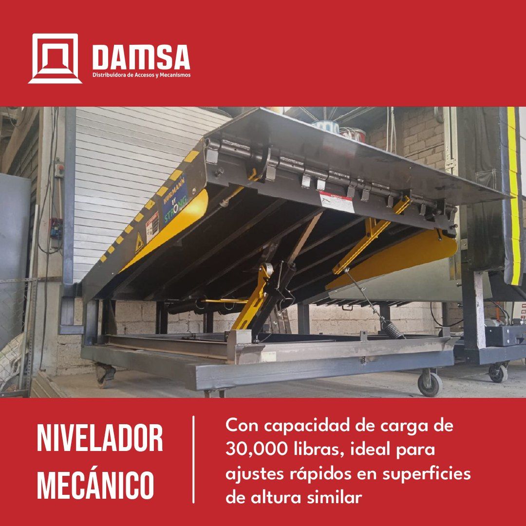 Un anuncio de un nivelador mecanico con una foto de una rampa.