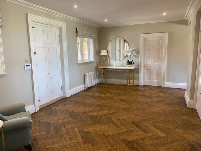 Beautiful prime European oak herringbone parquet flooring,