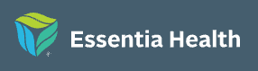 Essentia Health logo with a geometric leaf design in green and blue, and the company name in white text.