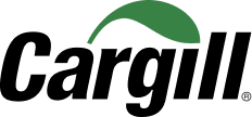 Cargill logo with black text and a green leaf shape above the "g".