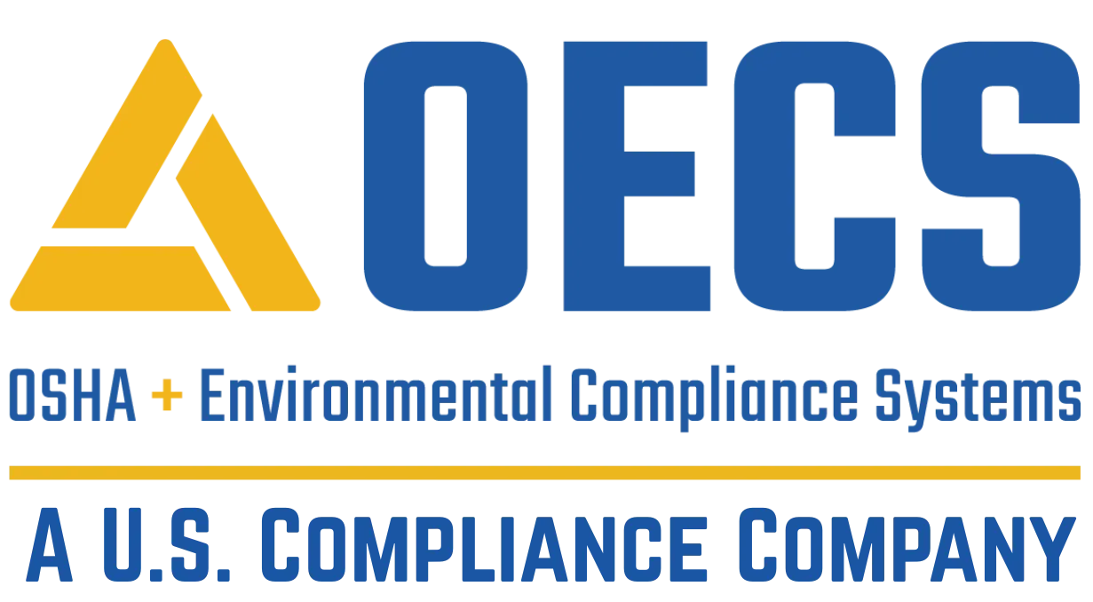 OECS logo: blue text "OECS" over "OSHA + Environmental Compliance Systems".