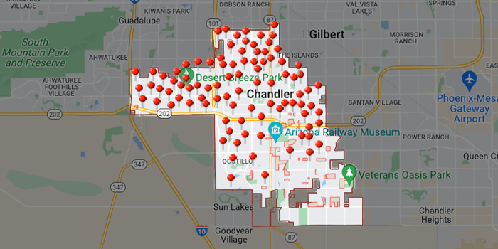 Arizona Carpet and Tile Steamers, Inc.- Chandler Map