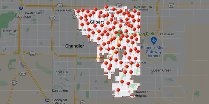 Arizona Carpet and Tile Steamers, Inc.- Gilbert Map